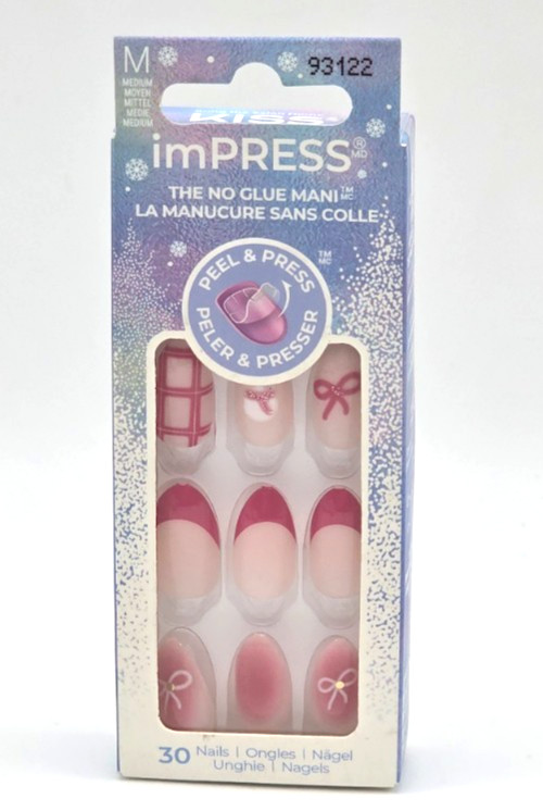 imPRESS Yule Be Happy Holiday Bows French No Glue Mani 30 Nails (M)