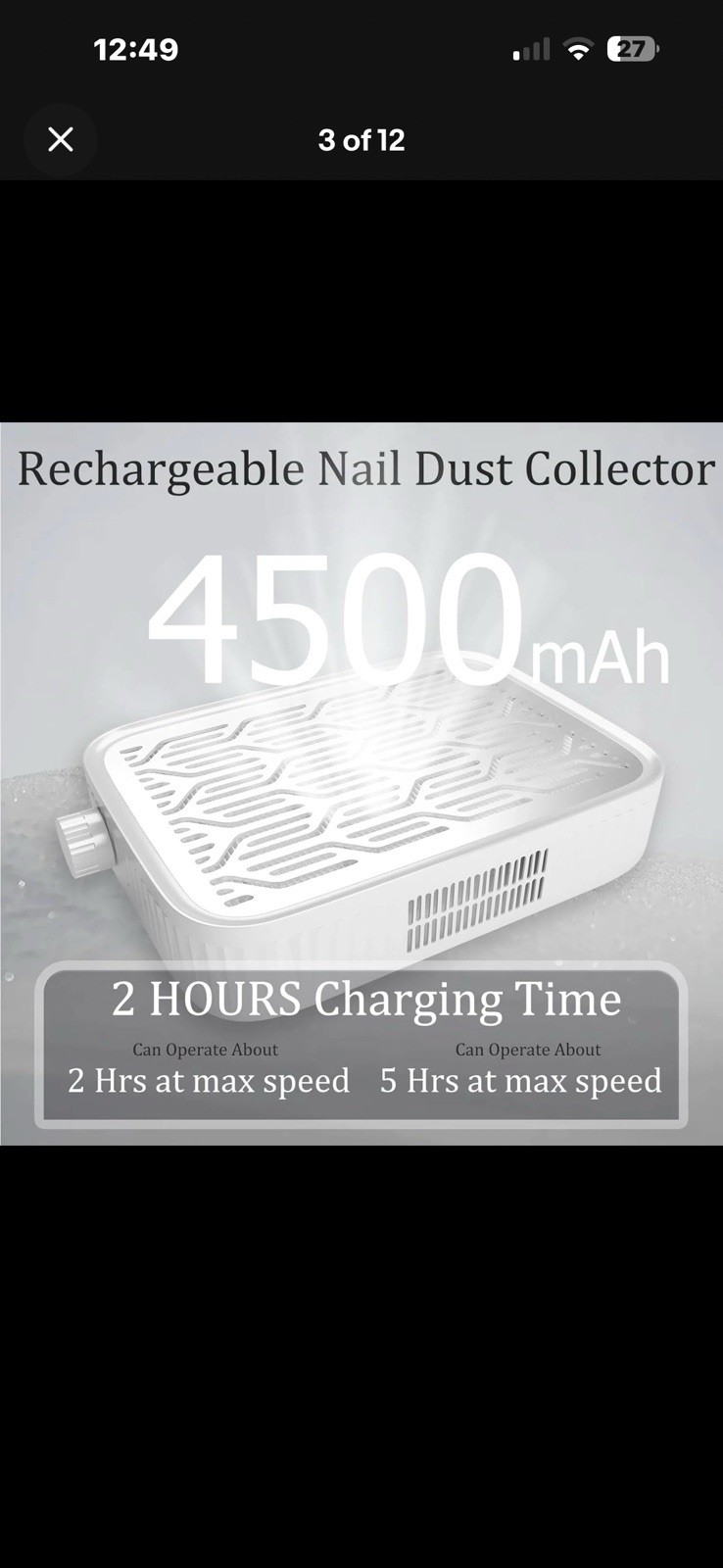 Rechargeable Nail Dust Collector with 2 Filters, Vacuum Fan for Acrylic Nails