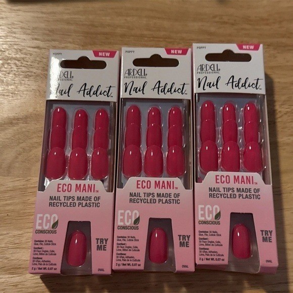Ardell Nail Addict Eco Mani Nail Tips Poppy Pink Oval 30 Count 3 Pack 58636