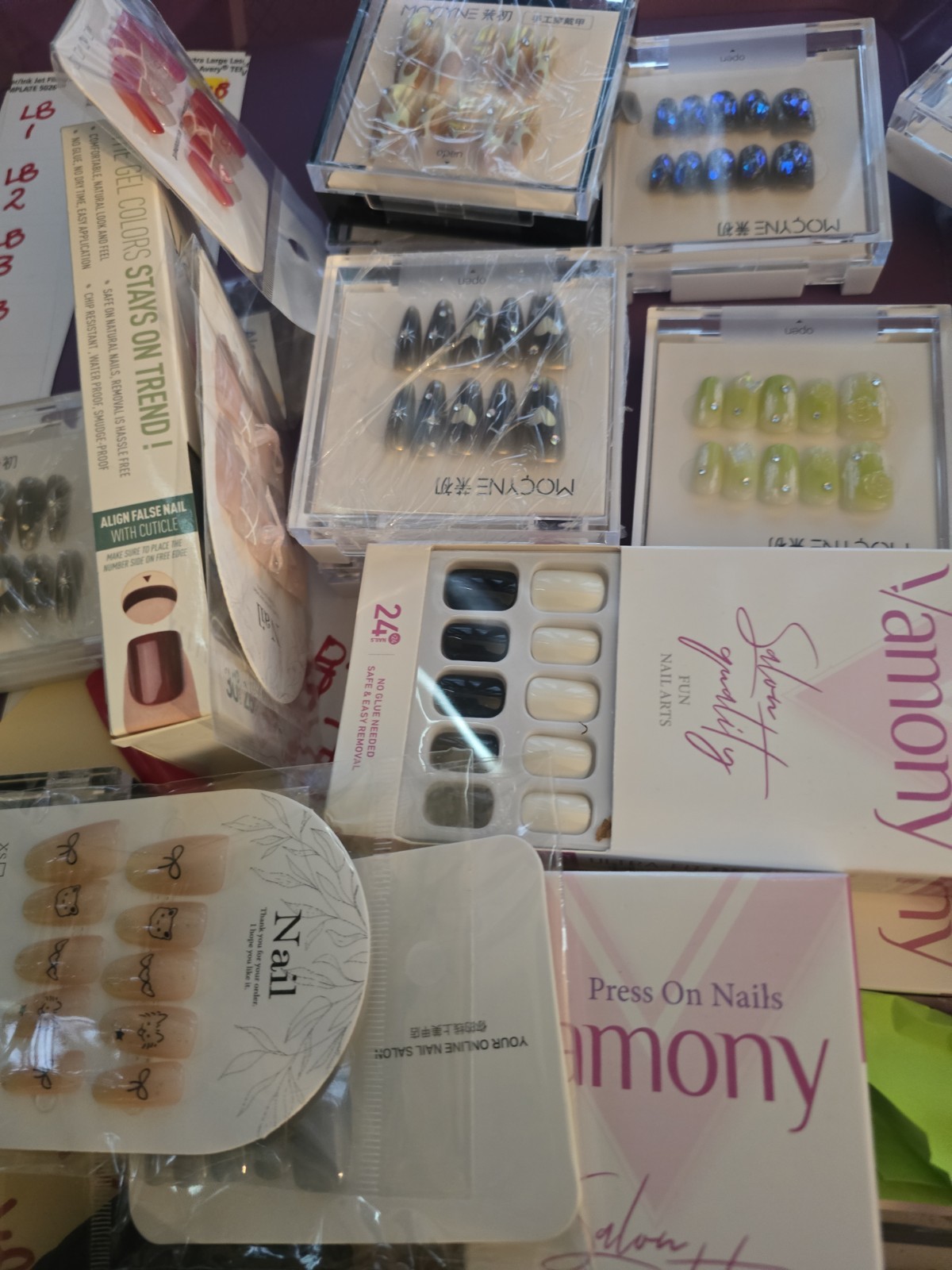 50 Nails Packs Lot – Multiple Colors and Designs