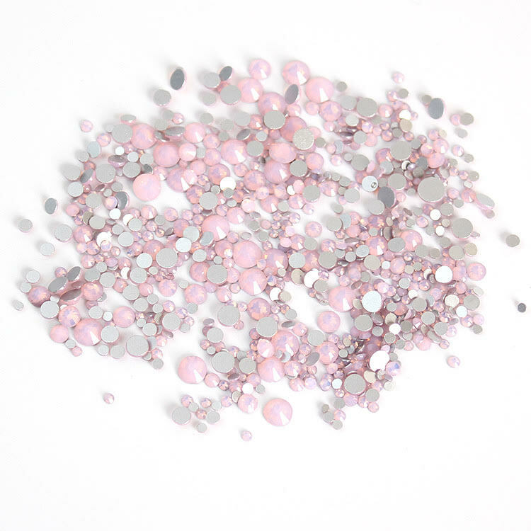 120pcs 3D Mixed Flatback White/Pink Jade Opal Rhinestones DIY Nail Art Crystal
