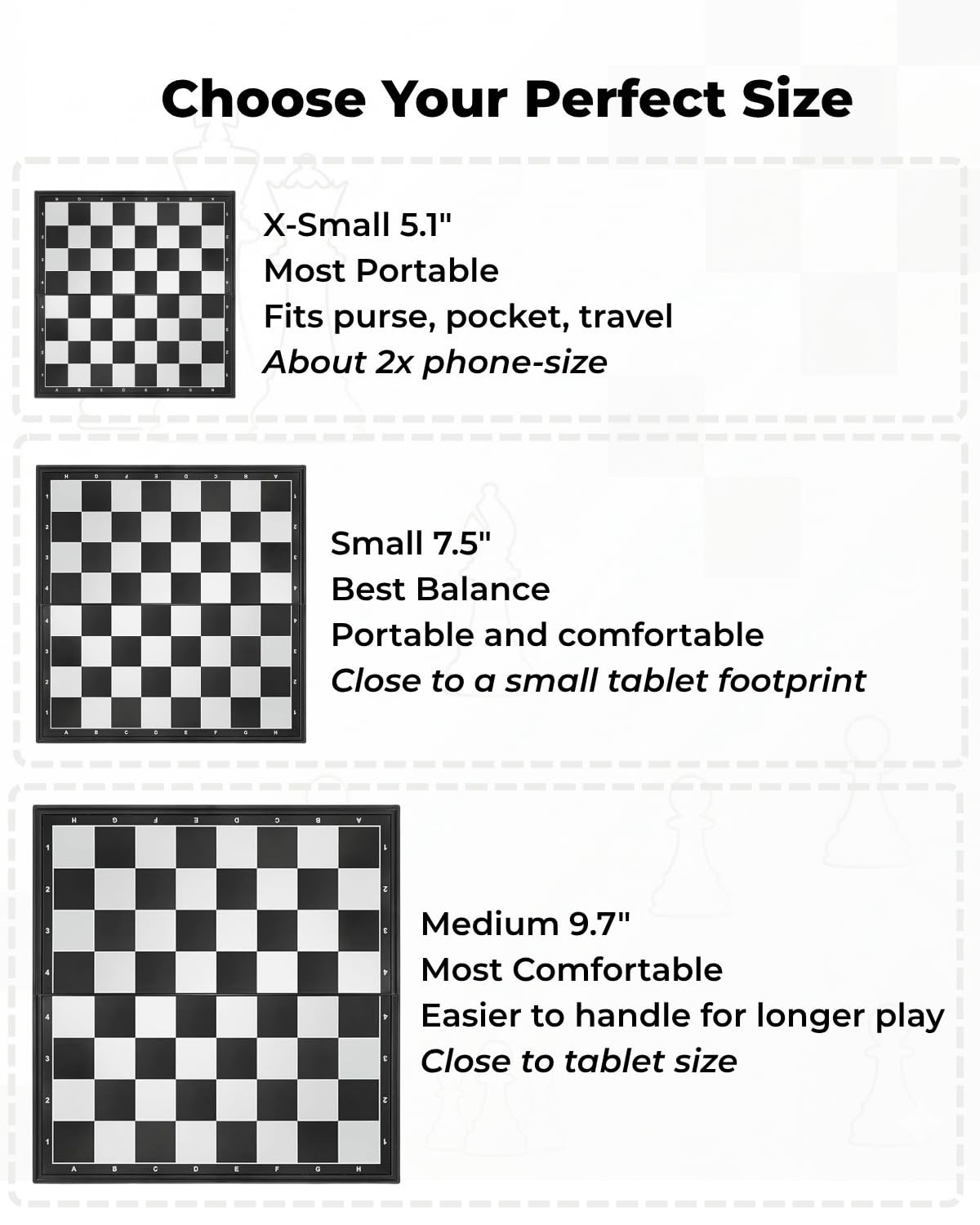 Mini Travel Chess Set Magnetic Vikutu 5.11 Inches X-Small, Black and White