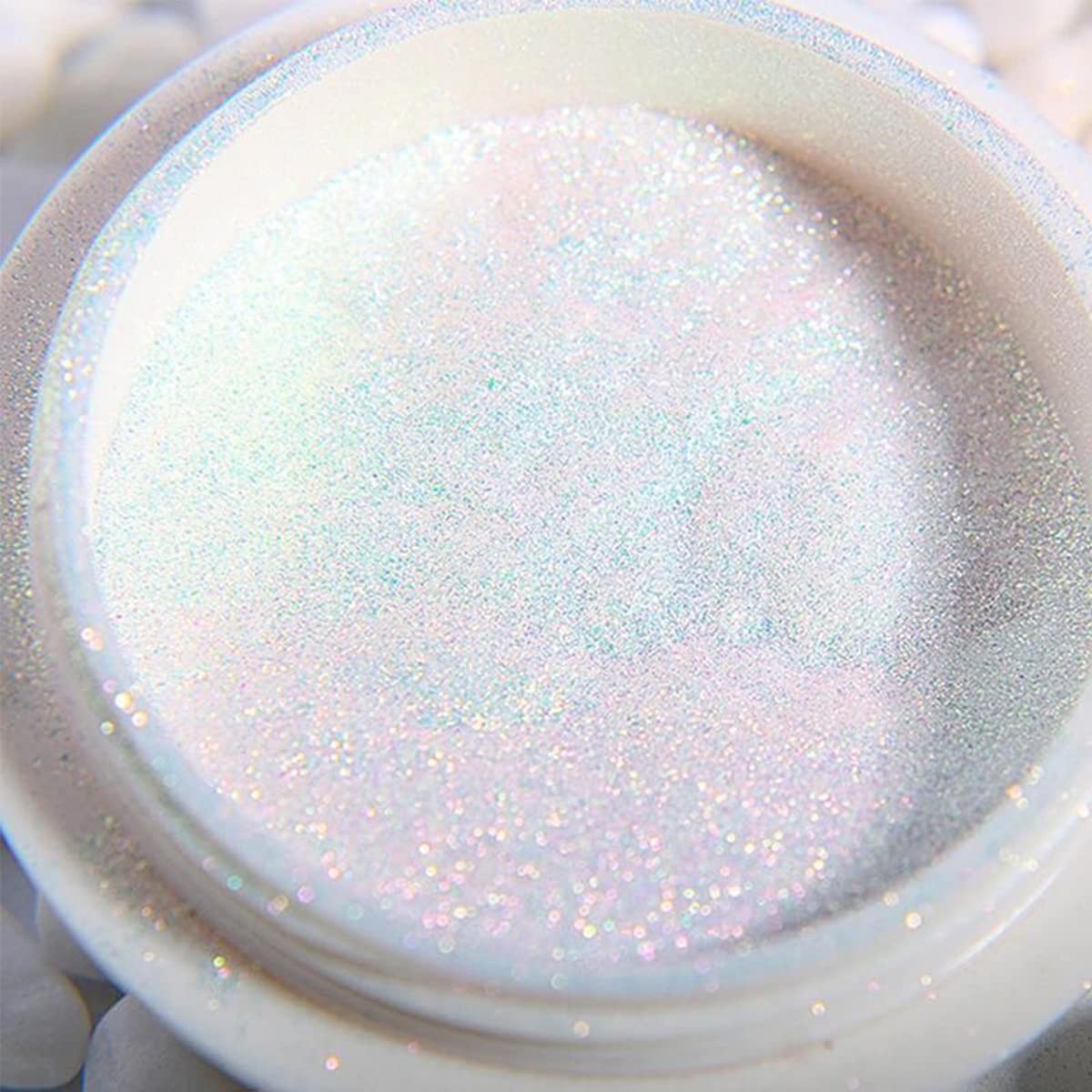 1 Jar Unicorn Chrome Nail Powder Pearl Iridescent Metallic