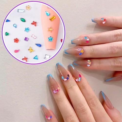 3000PCS Colorful Mini Rhinestones Star Flower Heart Nail Charms and Gems 3D