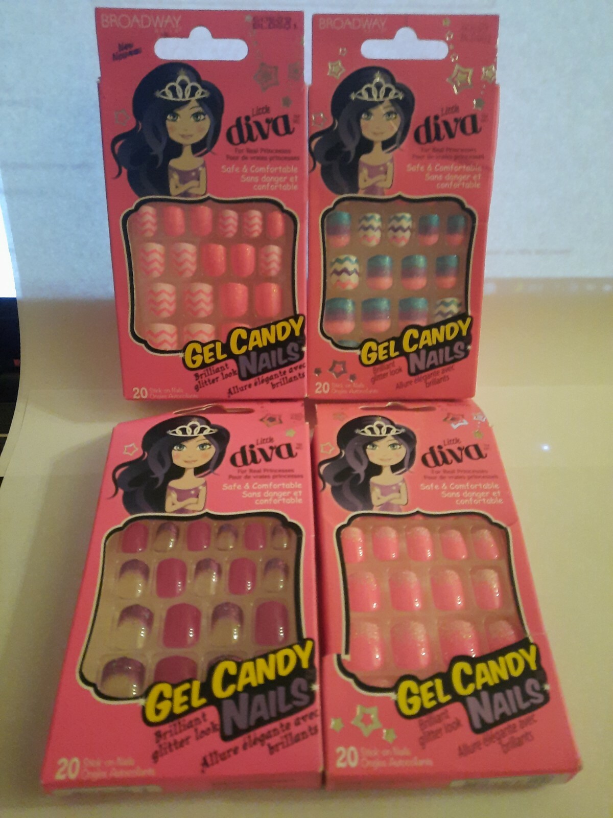 4 Broadway Little Diva Gel Candy Nails – No repeats By Kiss pinks and blue mix