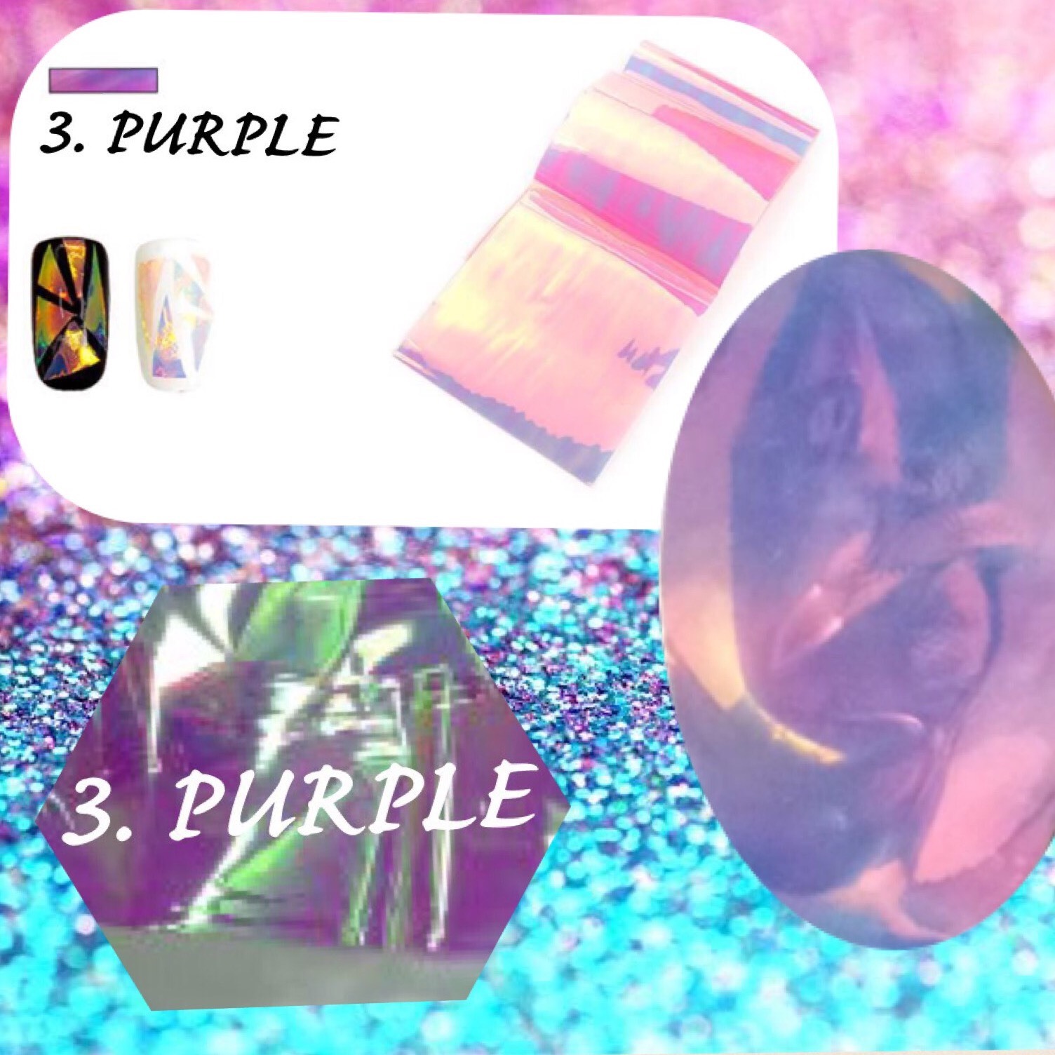 Nail Wraps Foil Broken Glass 5pieces Set Shattered Mirror Aurora Effect Mermaid