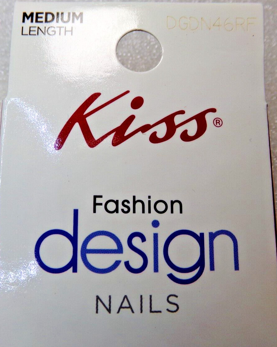 KISS NAILS GLUE ON Medium, Shiny Purple , Black, Pink
