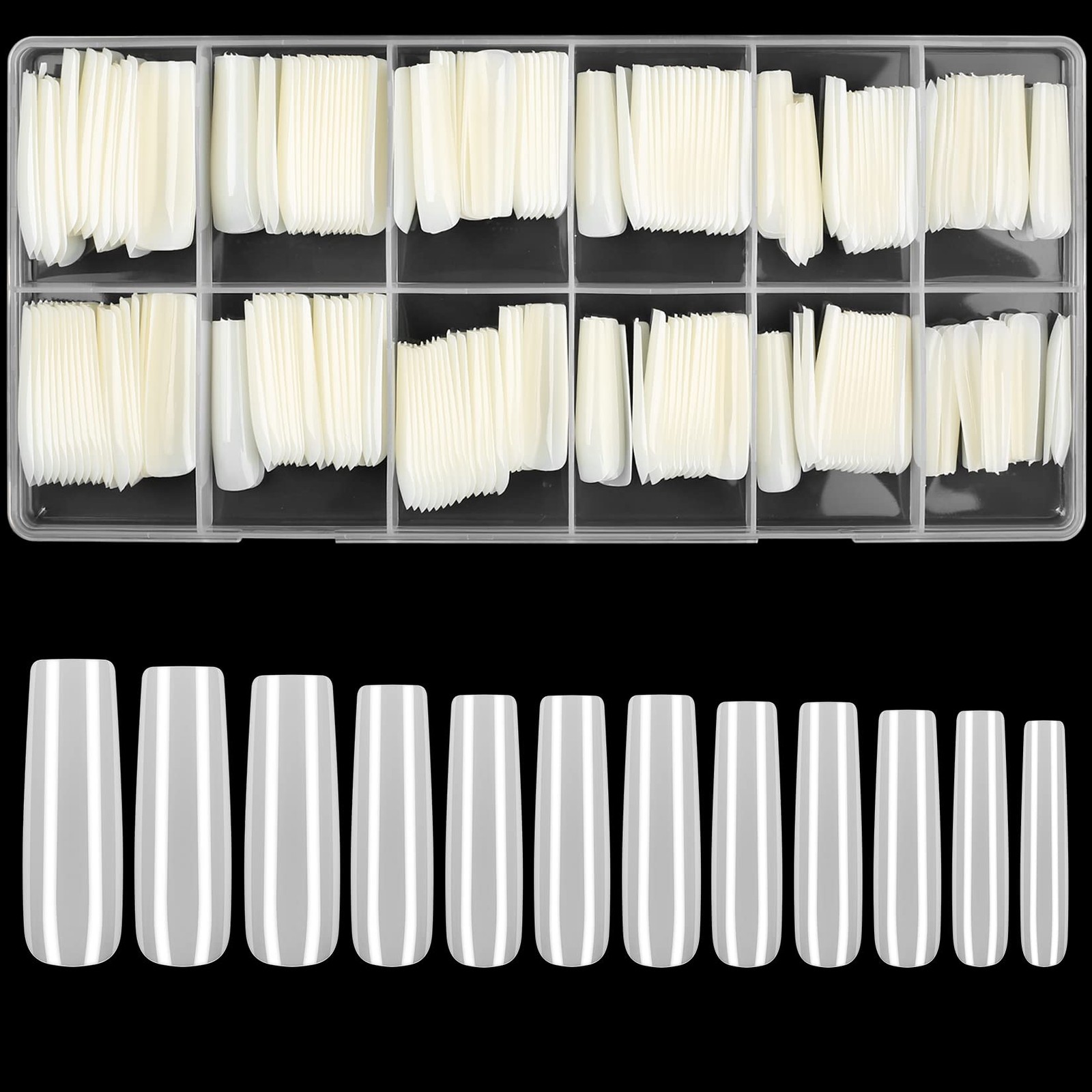 240 Pcs Natural Full Cover Nail Tips, Nail Tips for Acrylic Nails Professiona…