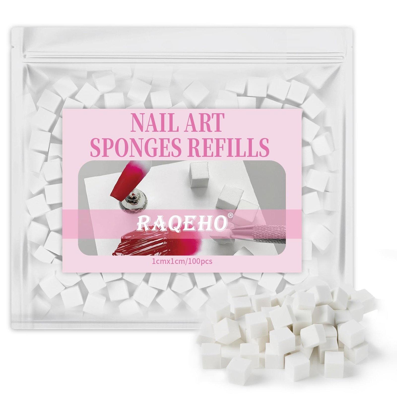RAQEHO Nail Sponges Refills for Ombre – 100PCS Mini Sponge Bulk…