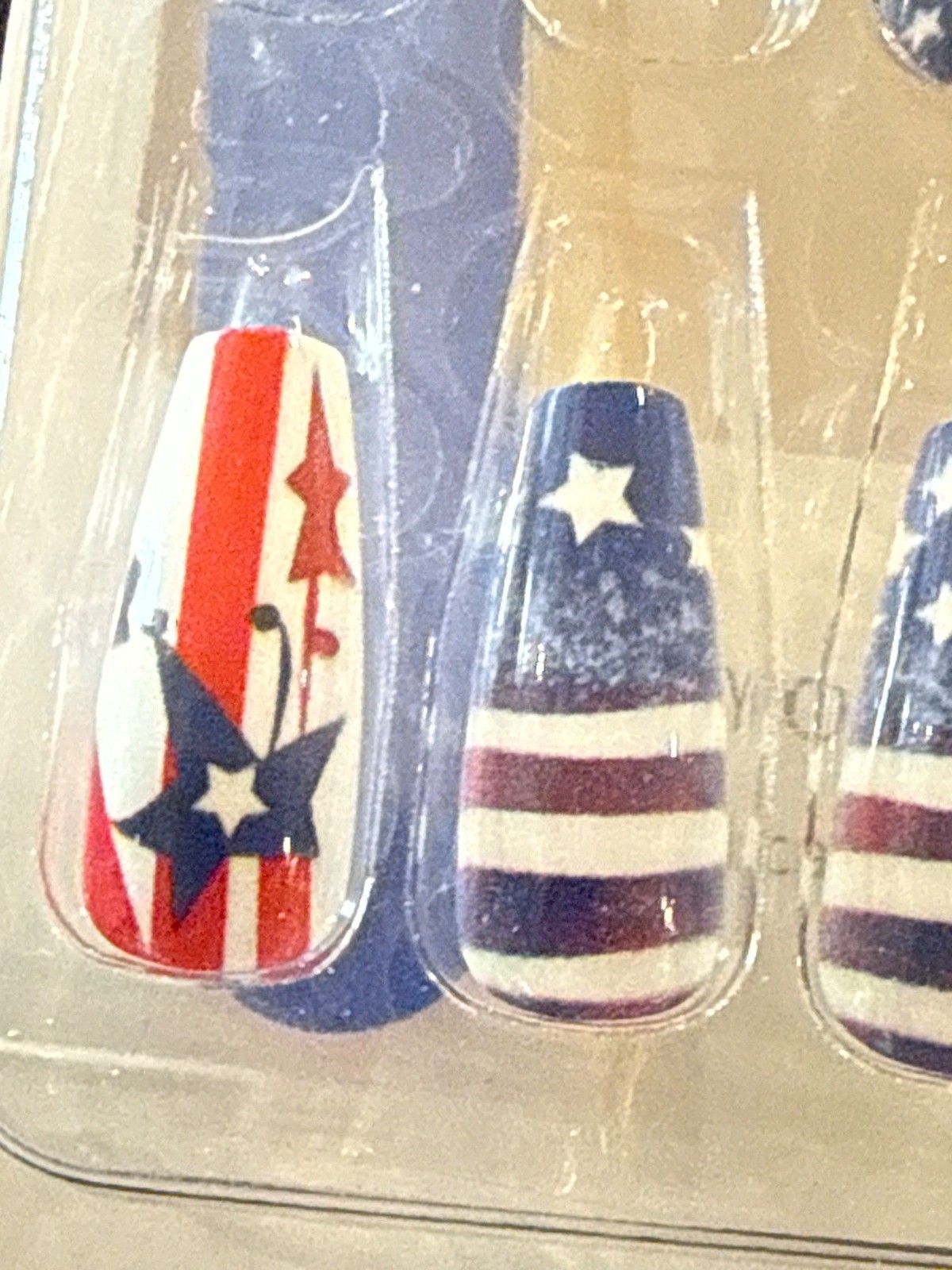 4th Of July Long Coffin Nails 24pc Red White Blue Stars Stripes Fireworks Flags