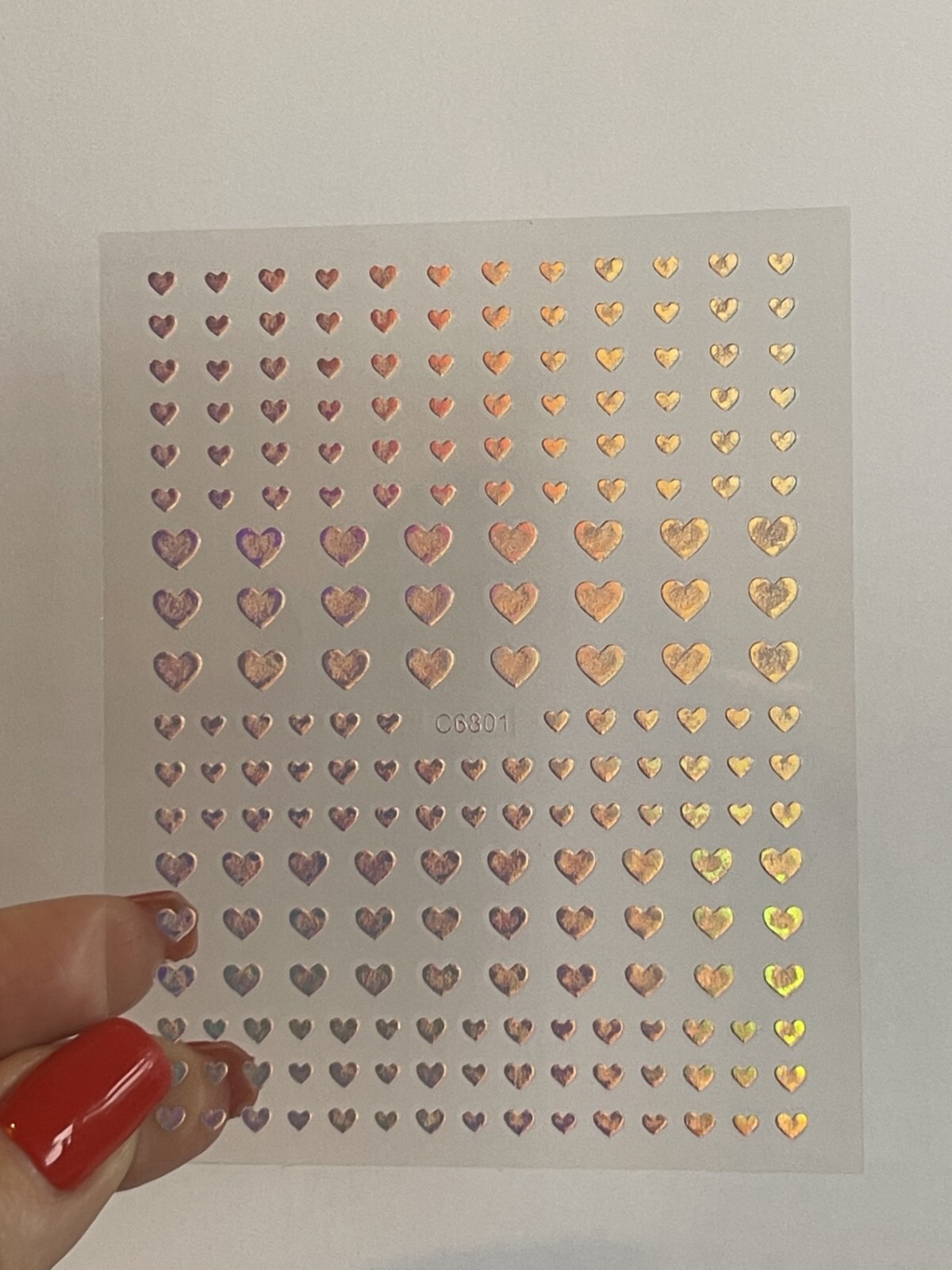 Heart Nail Art Stickers Valentine’s Day Decals Metallic Silver Holo Love Star
