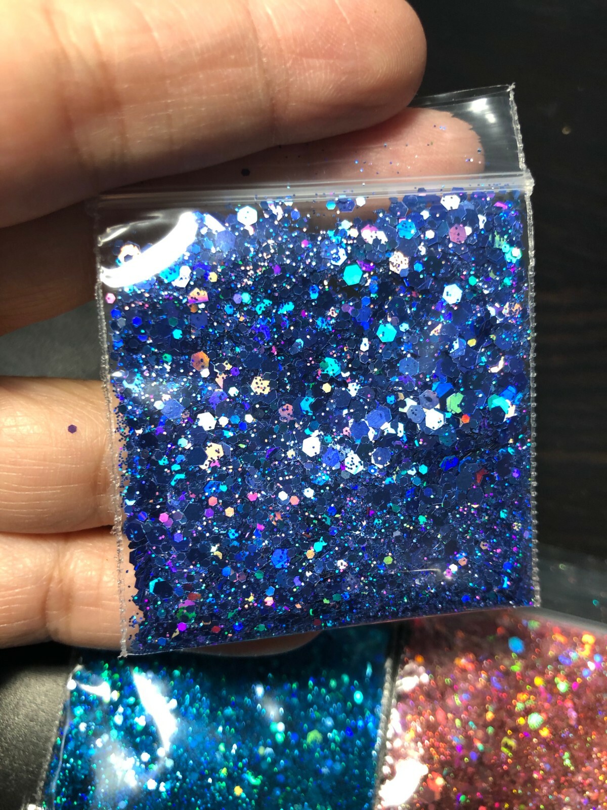 Holographic Glitter Hexagon Mix 0.4MM, 1MM, 2MM pink blue Nail Art US seller