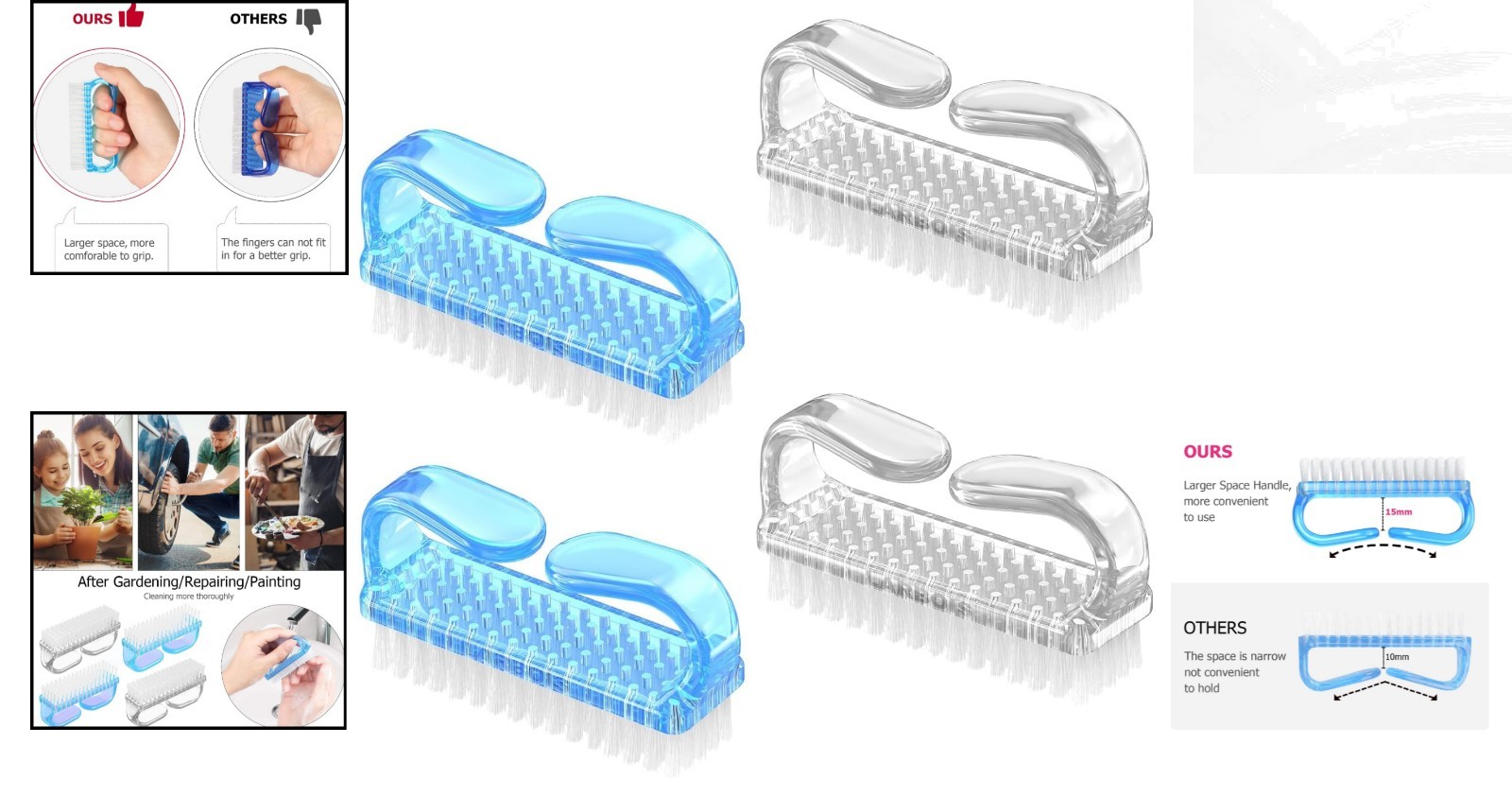 Versatile Handle Grip Nail Brush Set – Perfect for Kitchen, Bath & Travel