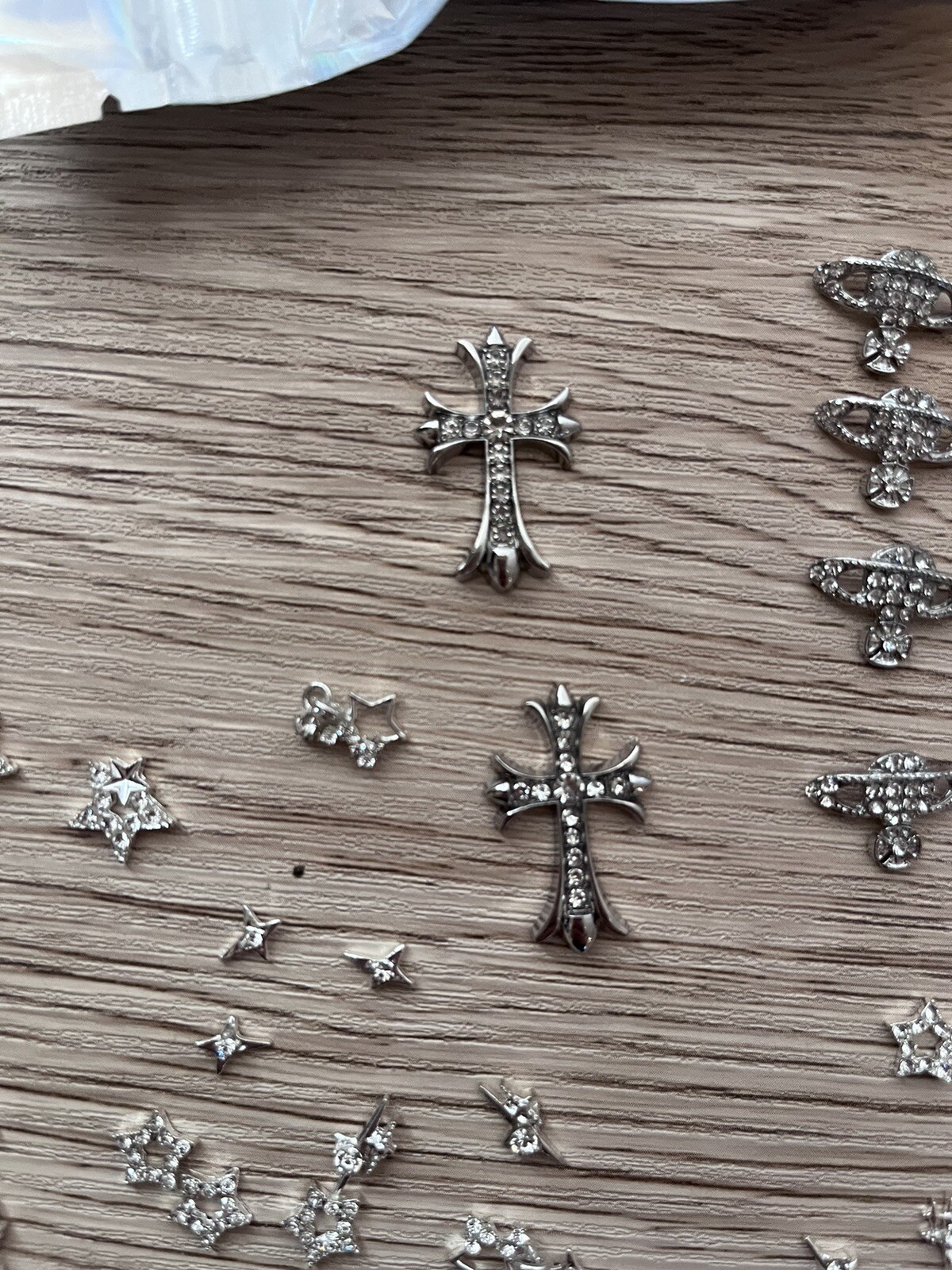42PCS 3D Star Nail Charms and Gems Silver Tone, Rhinestones for Nails NEW