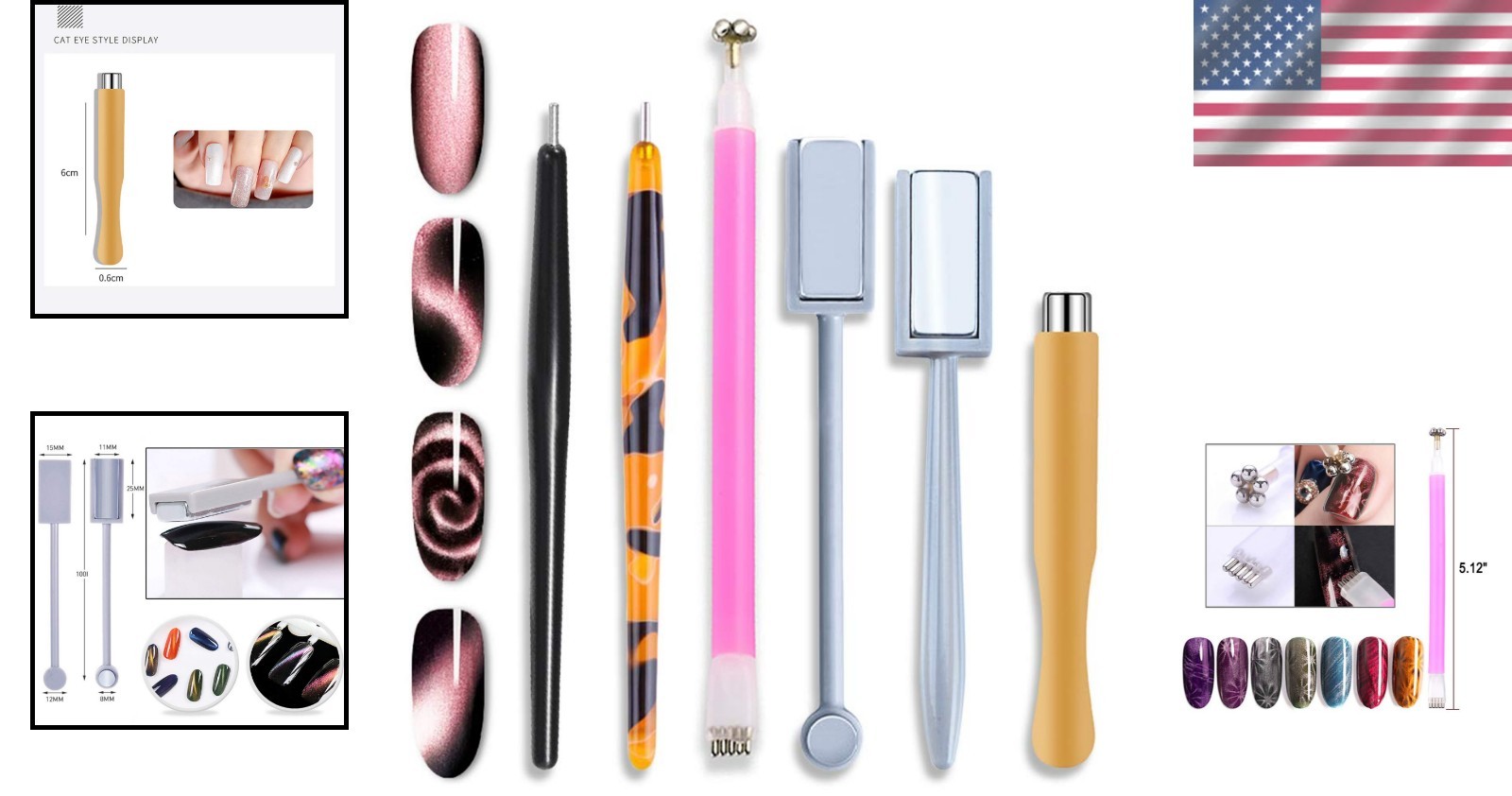 6Pcs Cat Eye Nail Magnetic Pens Set for Stunning Ombre and Flower Designs