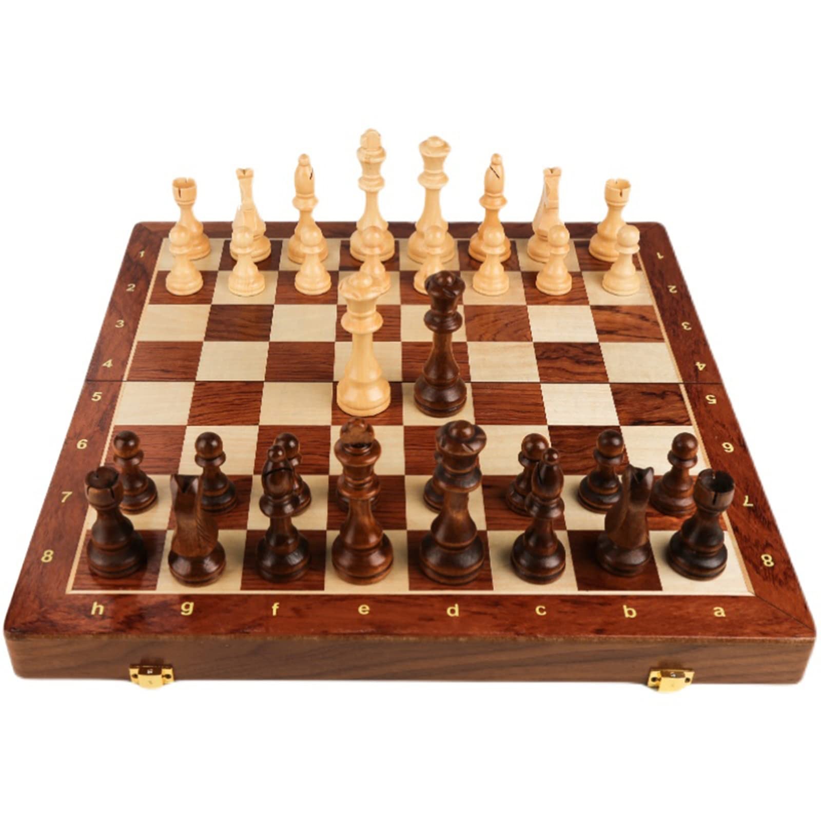 15” Walnut Chess Set with Storage Board for Adults & 15 inches, Brown