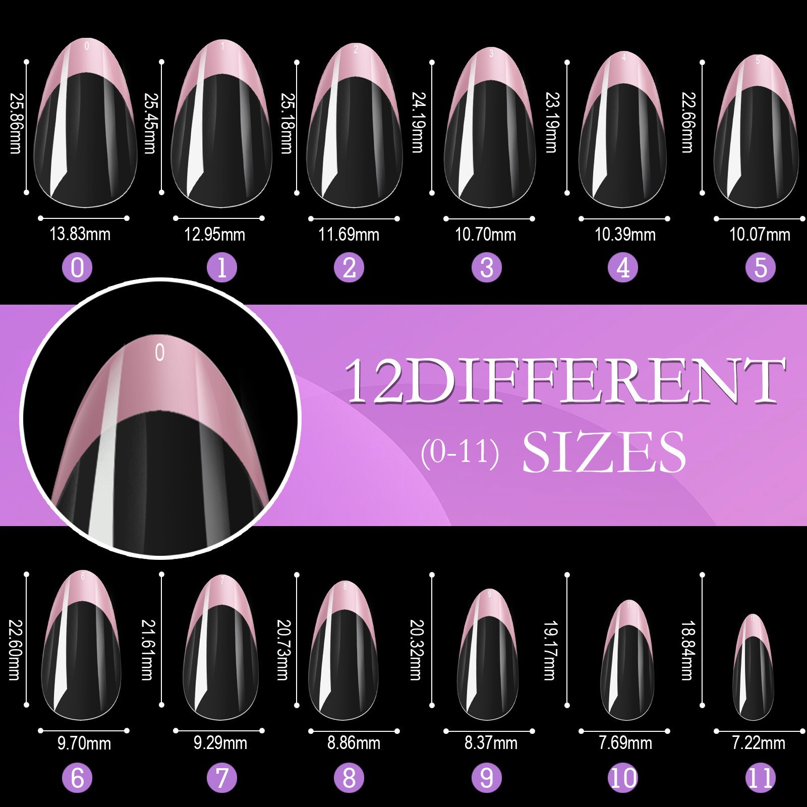 Acrylic False Nail Tips Full Cover Ballerina Stiletto French Nail Art Manicure