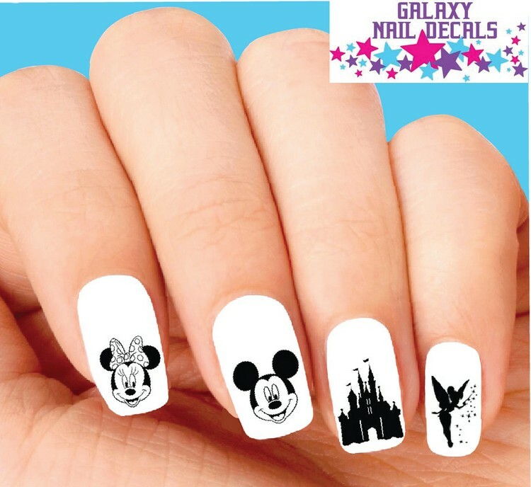 Waterslide Nail Decals – Set of 20 Disney Mickey Minnie Tinkerbell Assorted