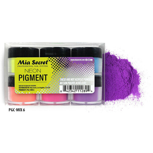 Mia Secret NEON PIGMENT Nail Art System Acrylic Powder 6 Colors Set
