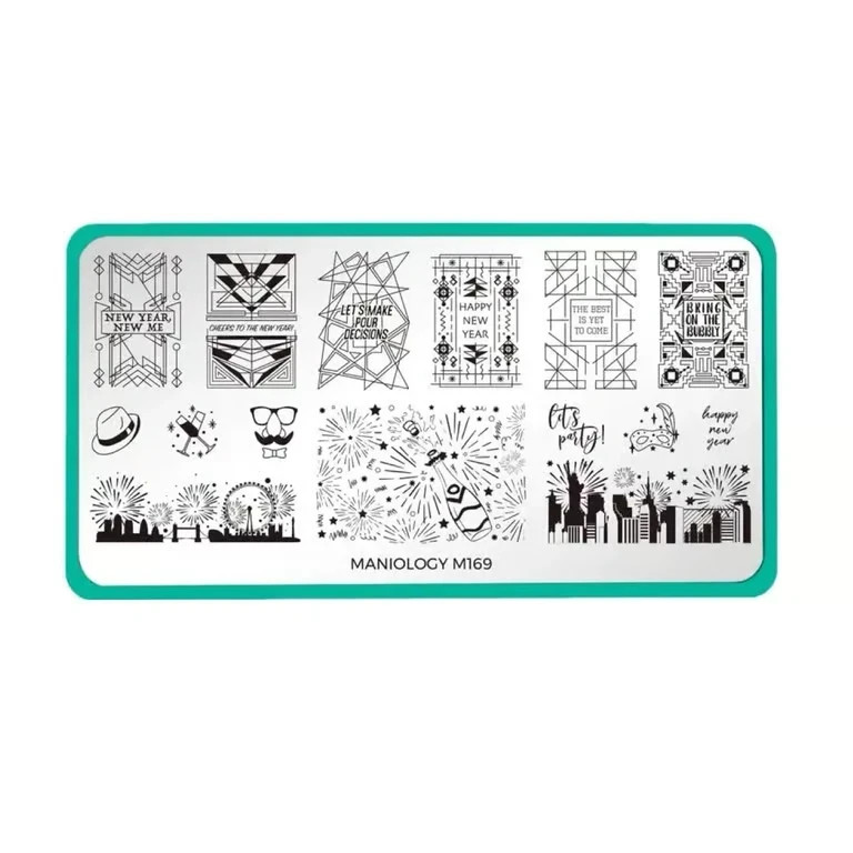 Maniology M169 Nail Stamping Plate – Pour Decisions NYE