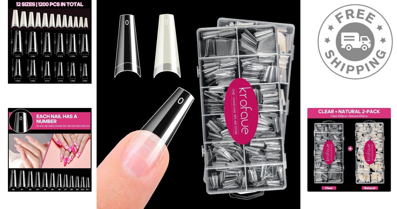 Professional Quality 1200PCS Half Cover Coffin Nail Tips for Beautiful Nails