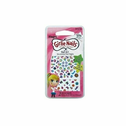 ( Pack 4) FING’RS GIRLIE NAILS Nail Art PEACE SIGNS+LOVE+HEARTS Over 100 Pieces