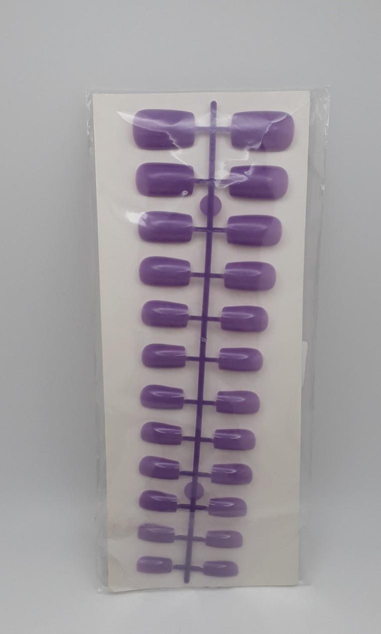 Medium Purple Reusable Press-On Nails Medium Length Oval Gloss 24 Pieces