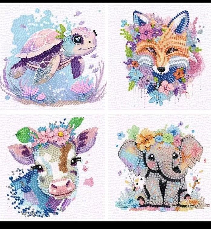 Cartoon Crystal Diamond Stickers Children Handmade Diy Full Diamond 4 Count