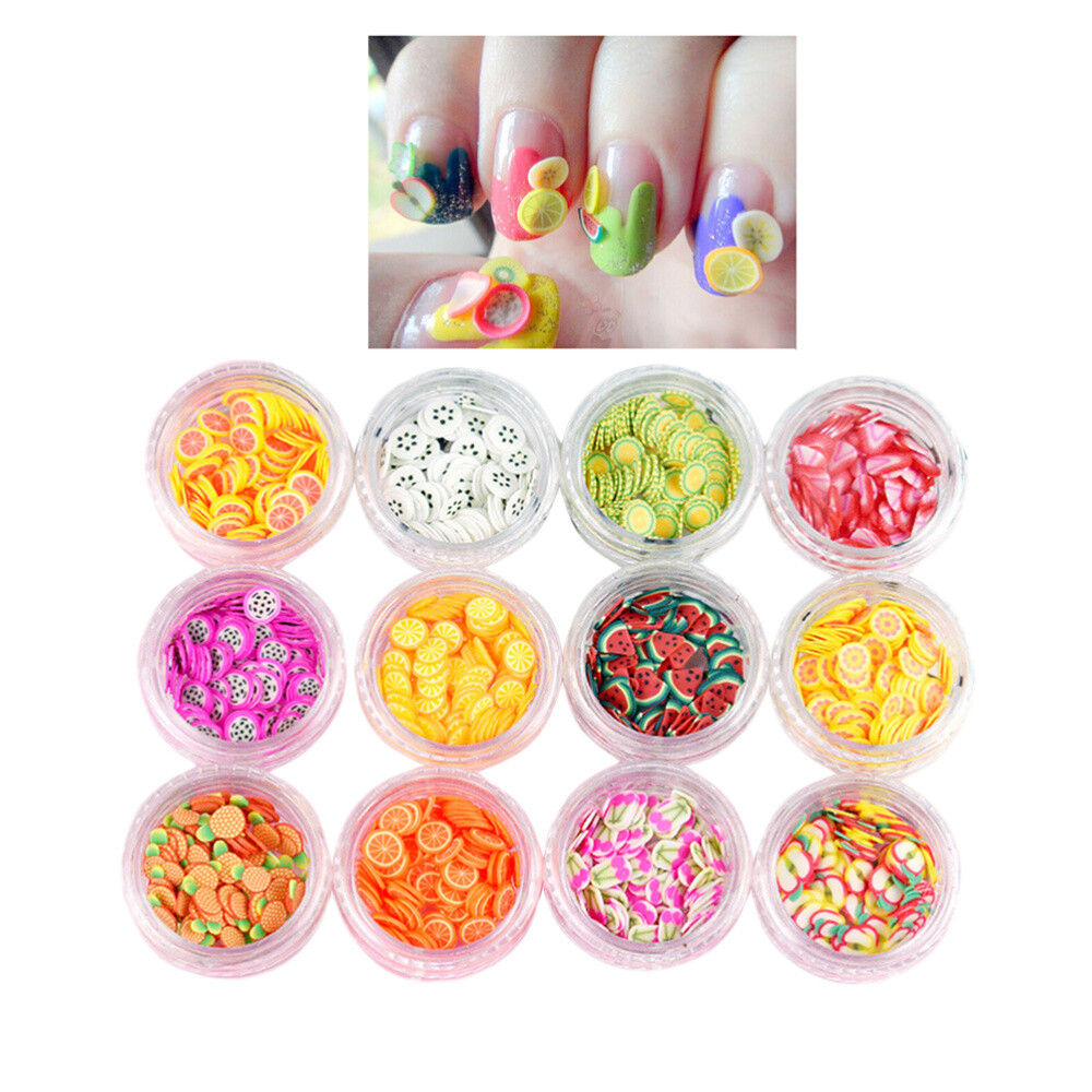 1 Set tiny charms fruit slices for 3d fruit slices 12 Kinds of Boxed Nail
