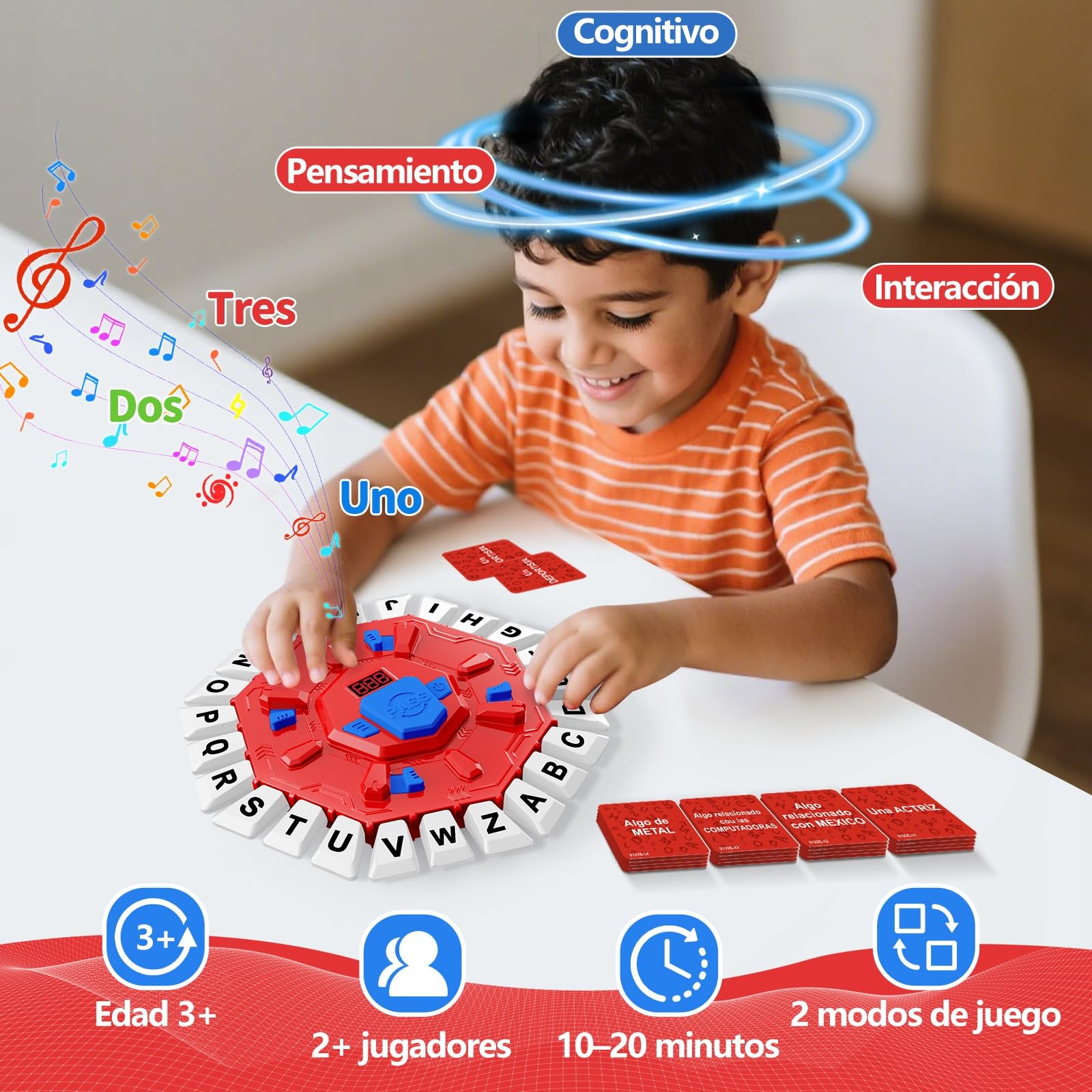 Resflycheng Juego de Mesa en Español con Pantalla Digital y 2 Small, Red