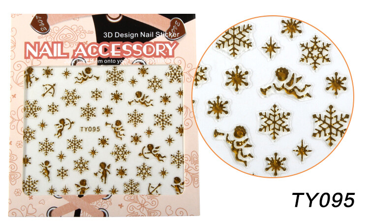 Nail Art Stickers Self-adhesive Gold Christmas Snowflake Santa Snowman Xmas