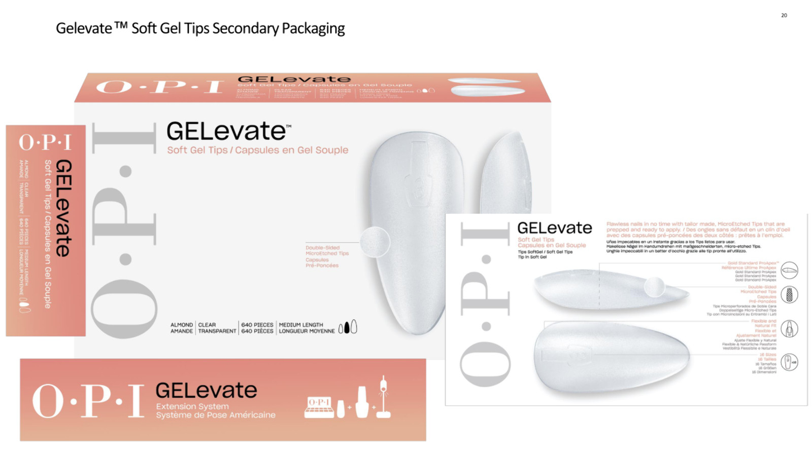 OPI GELevate Soft Gel Extensions Box 640 pcs Square Tip #FCT003