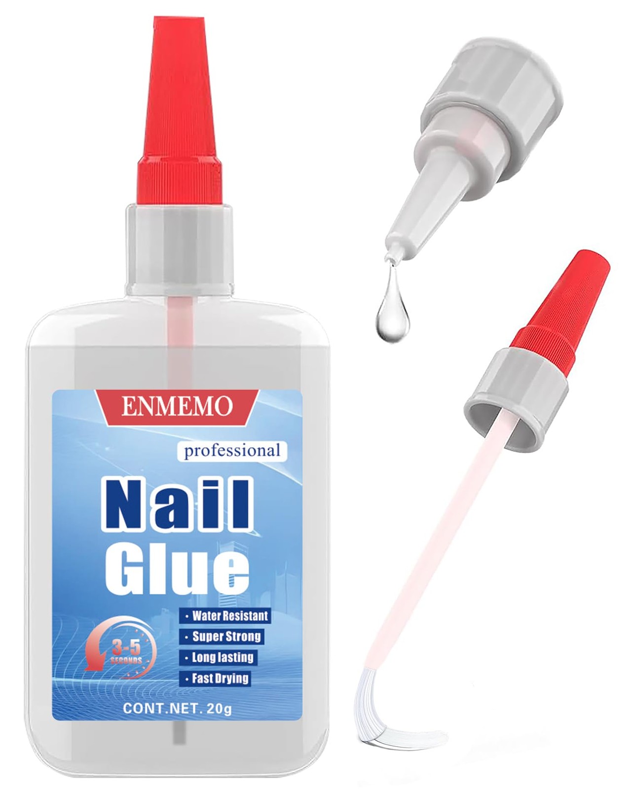 ENMEMO 20ml Nail Glue with Brush