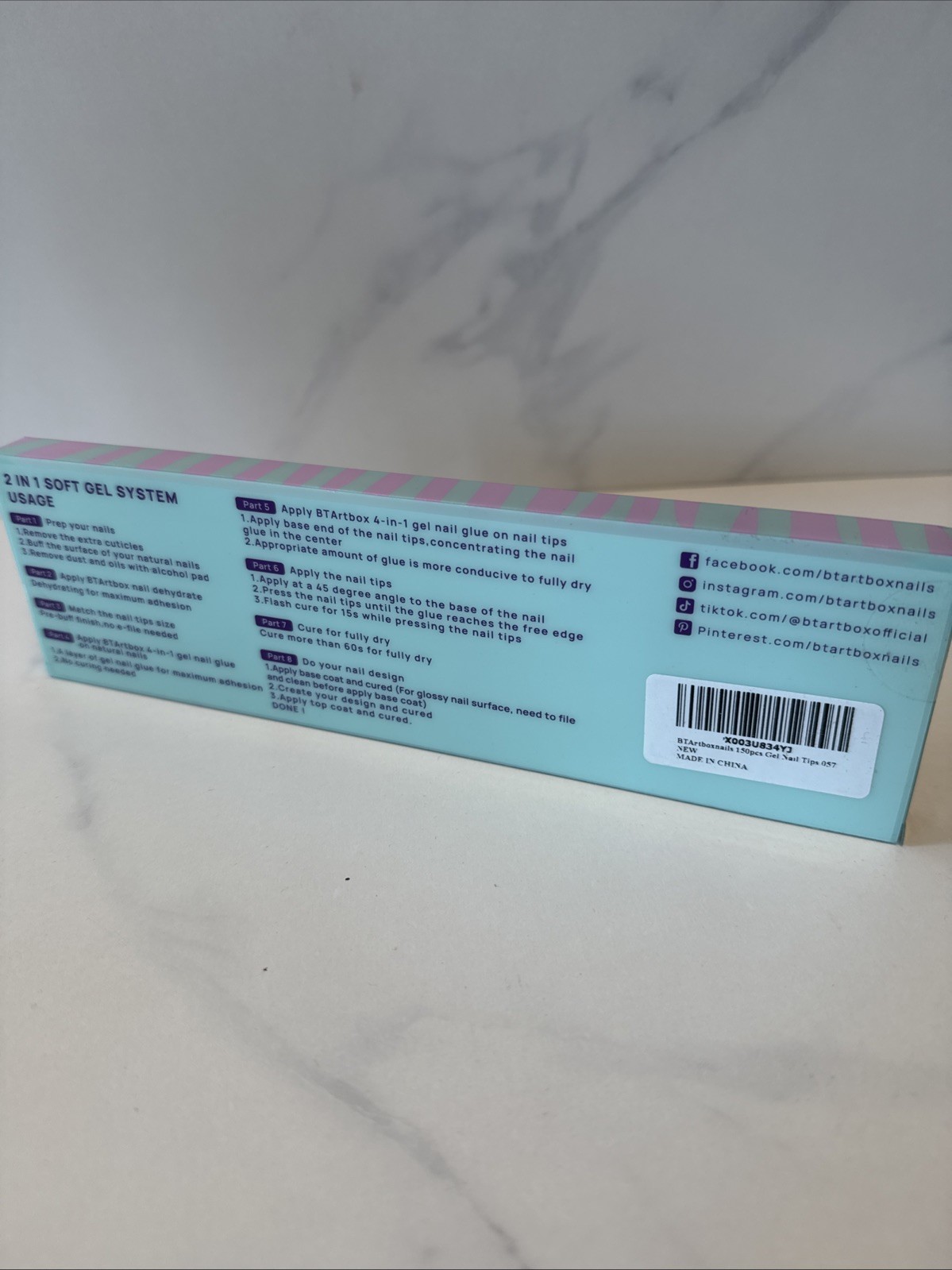 BTArtbox Nails X-Coat Tips 2 In 1 Soft Gel System Natural Series 150 Pc 15 Sizes