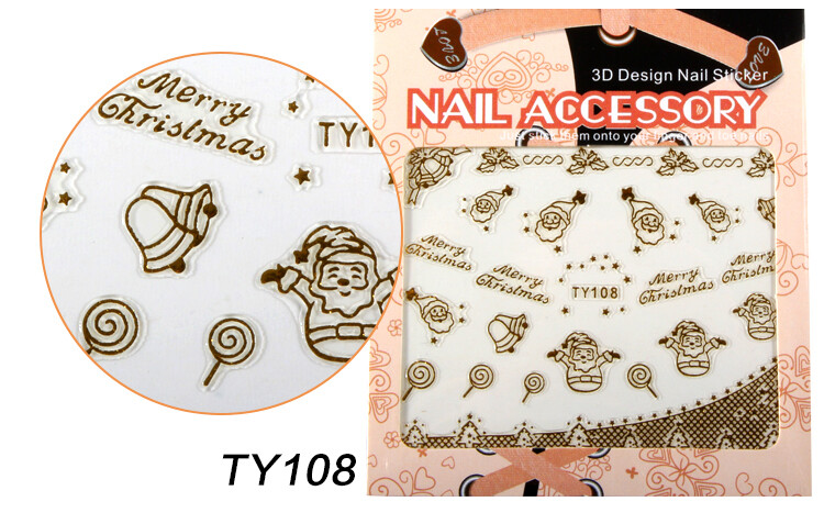 Nail Art Stickers Self-adhesive Gold Christmas Snowflake Santa Snowman Xmas