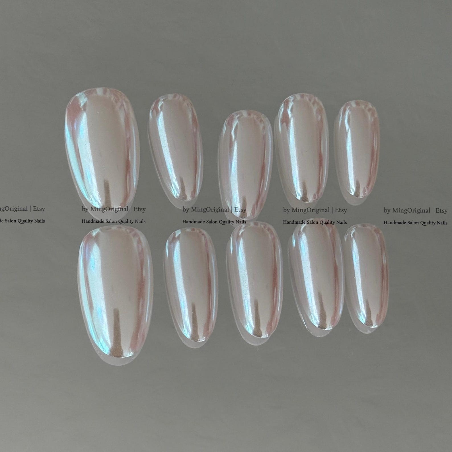 Handmade Pink Chrome Mirror Medium Almond Press on Nails