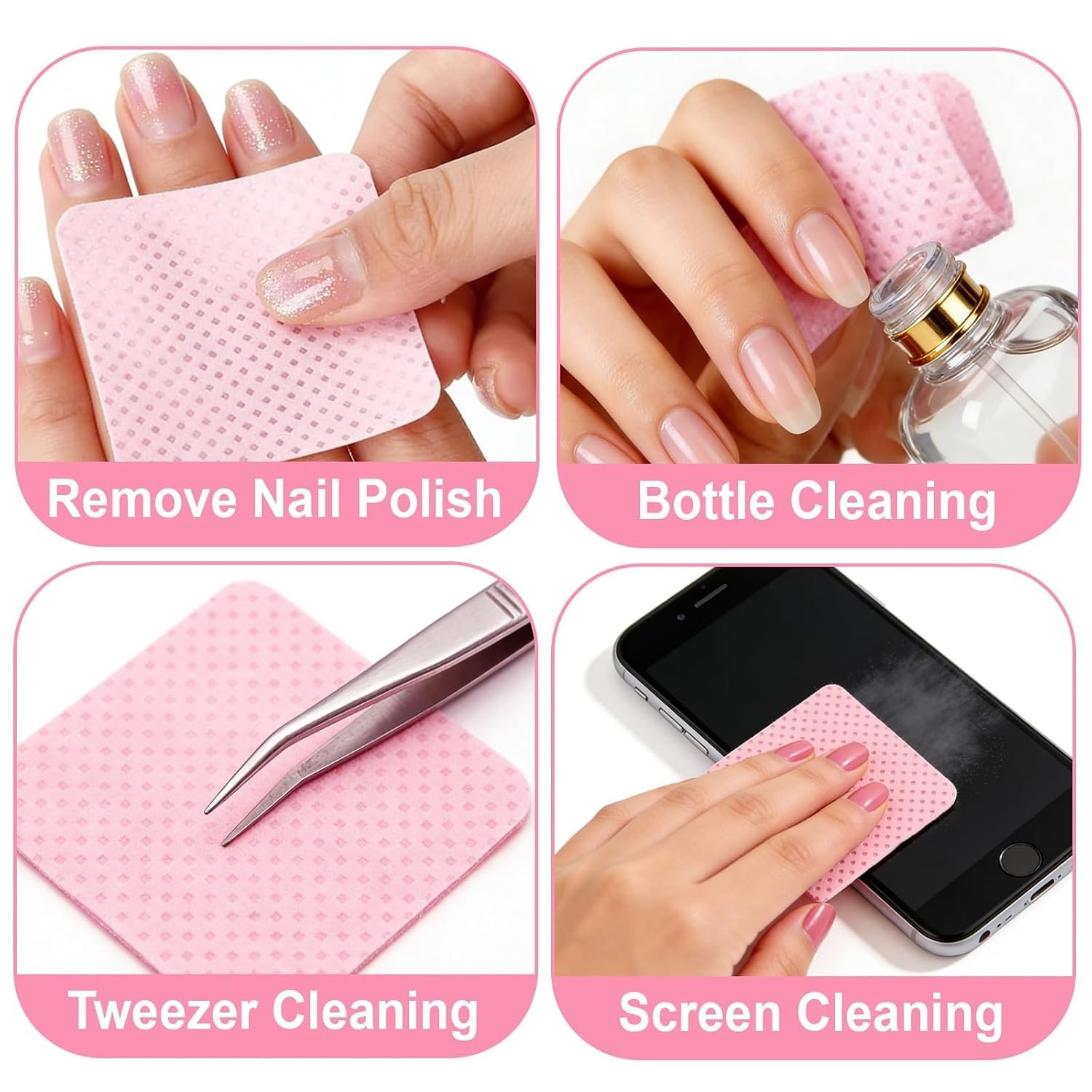 720Pcs Lint-Free Nail Wipes | Acetone-Free Polish Remover for Flawless Results