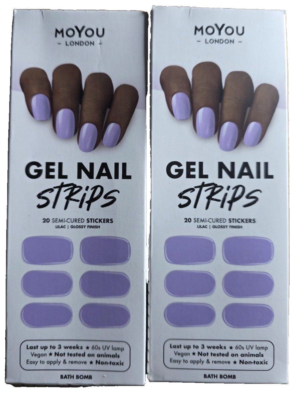 MOYOU LONDON Semi Cured LILAC Gel Nail Strips 40 Pcs Spring Nail Wraps for Salon