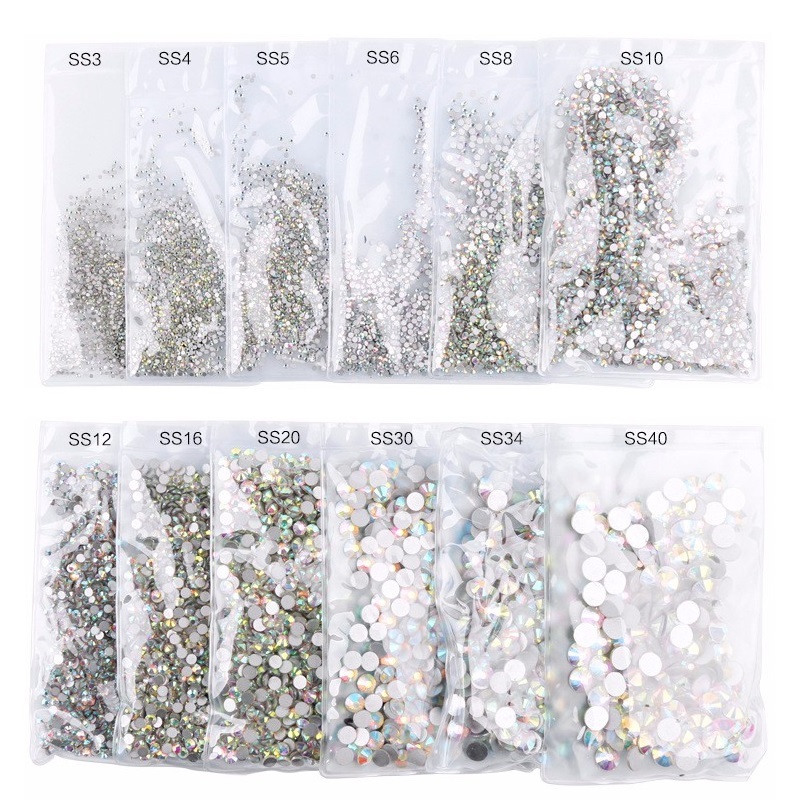1440pcs Light Siam Nail Art Rhinestones Flatback Glitter 3D Tips DIY Decoration