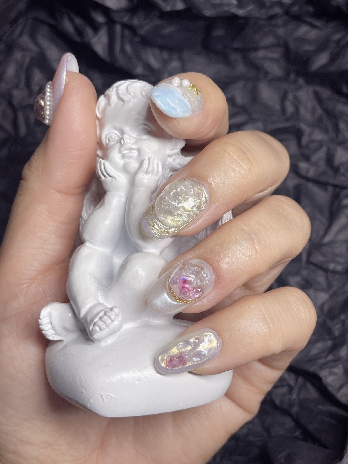 🔥CUSTOM Gel Press On False Nails set /short nail/Handmade size：S：15 11 12 11 9