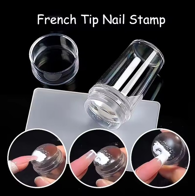 Silicone Head Nail Stamp Set with Scraper French Nail Art Template DIY Tool