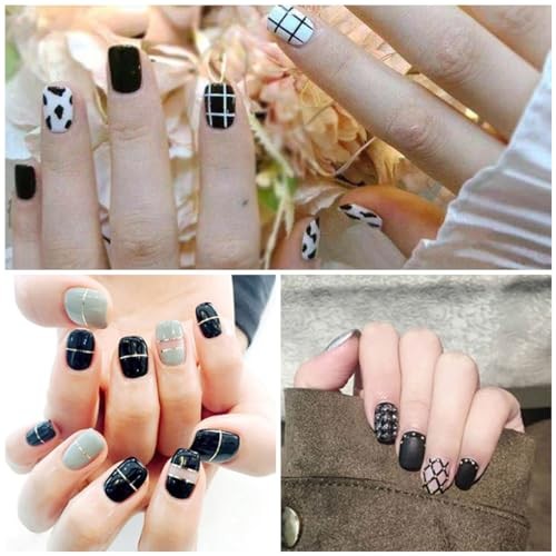 16 Sheets Black Nail Wraps Stick on Nail Polish Strips Gel Nail Black Color