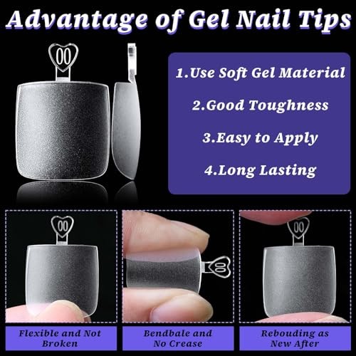 320pc Fake Tip Soft Gel Toe Nail Tips Clear Press on Short Square Toenails