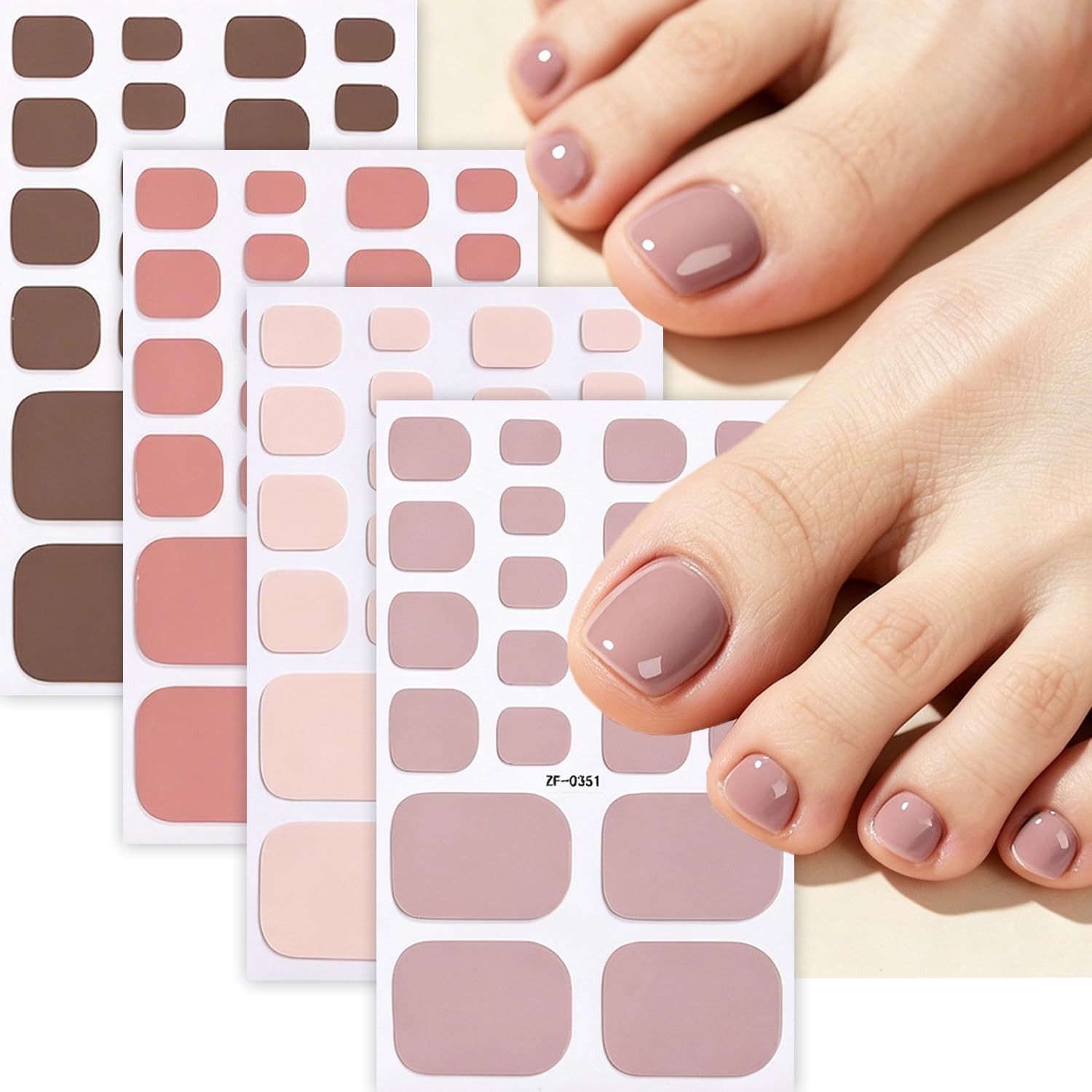 Solid Color Full Nail Wraps Elegant Simple Toe Nail Polish Stickers Nude Pink…