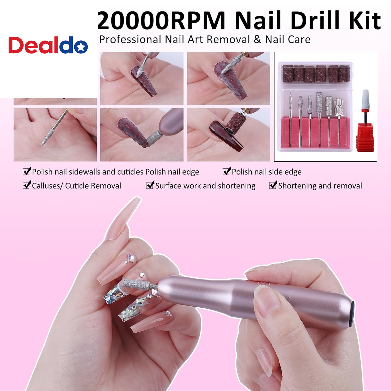 Acrylic Nail Kit with Drill: 20G Clear White Pink Acrylic Powder and Liquid Begi