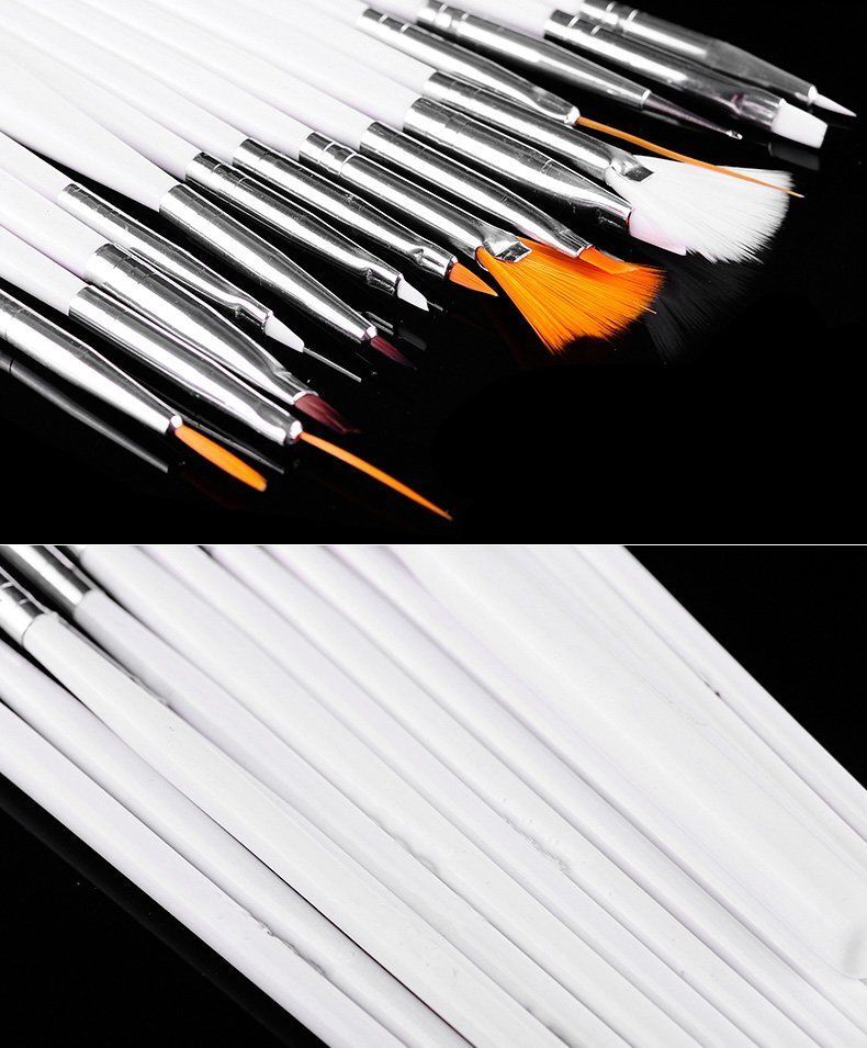 20 Pieces Nail Art Gel Design Pen Painting Polish Brush Dotting Drawing Tool Set