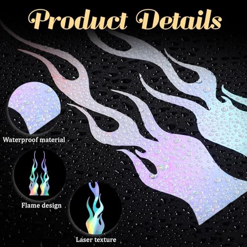 8pcs Flame Reflective Stickers, 5.9″X1.2″ Flame Decals for Sports & Bikes,