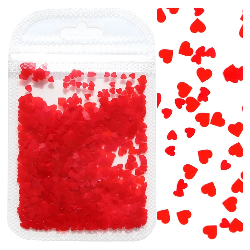 2g Holographic Nail Art Glitter Shiny Sweet Love Red Heart Flakes Sequins 3D Nai