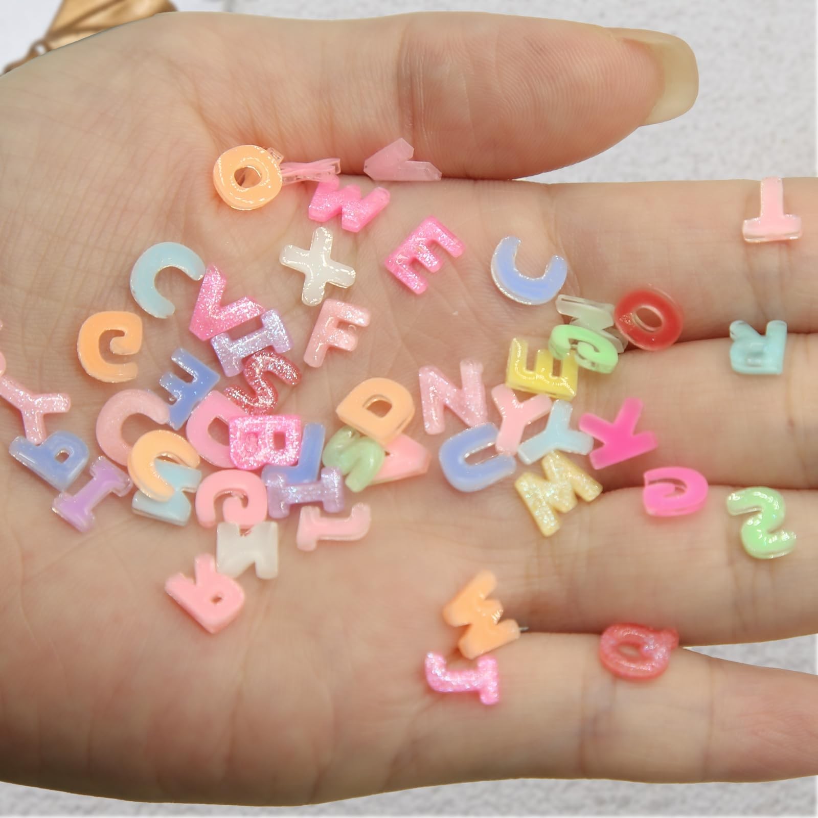250Pcs Letter Nail Art Charms, Resin Flatback Alphabet Nail Gems Accessories
