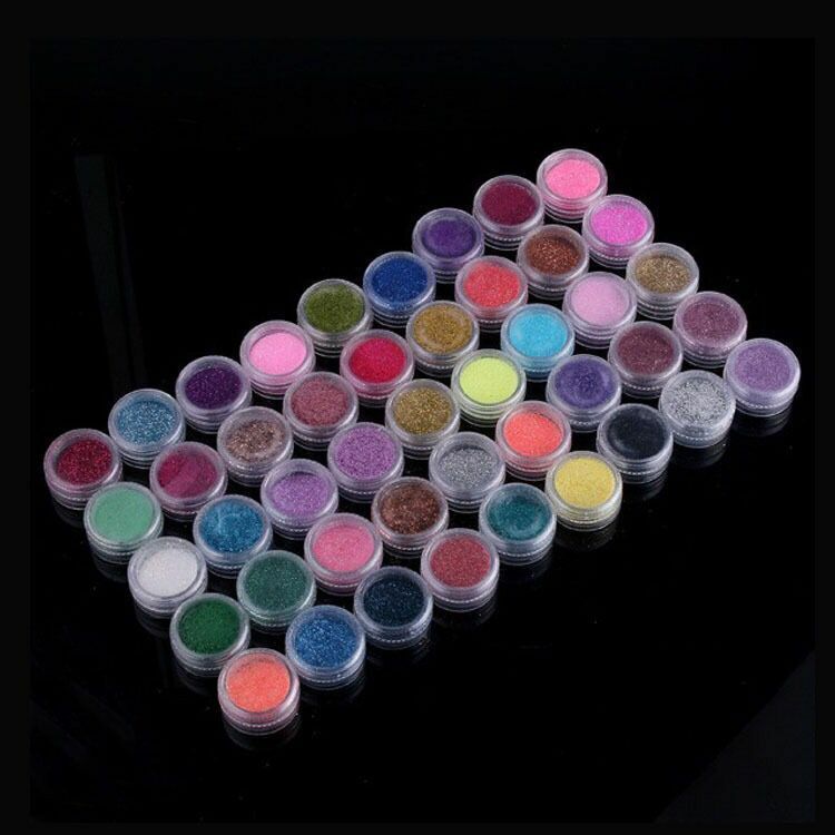 45 Mix Color Set Nail Art Glitter Powder Dust For UV GEL Acrylic Decoration Tips